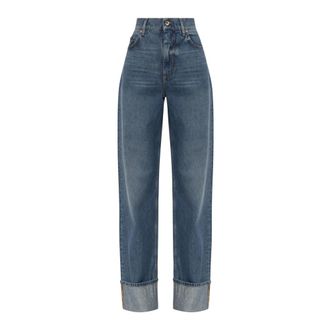 Dolce & Gabbana Jeans met omgeslagen zoom - Dames - Jeans - Blauw - Maat: M Katoen