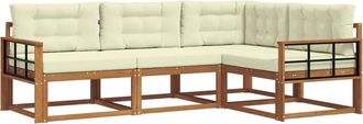 vidaXL Conjunto De Sof&aacute;s De Exterior 4 Uds. Natural Y Crema Vidaxl