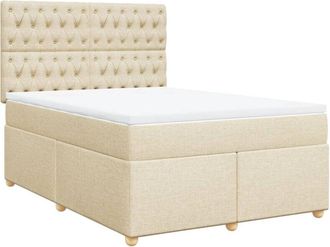 vidaXL Vidaxl - Cama Box Spring Con Colch&oacute;n Tela Color Crema 160x200 Cm