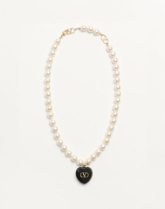 Valentino Garavani Coeur Royal Necklace In Metal, Enamel And Beads Wo