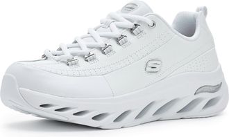 Skechers Womens Arch Fit Glide-Step Hands Free Slip-ins, White-silver, 5.5