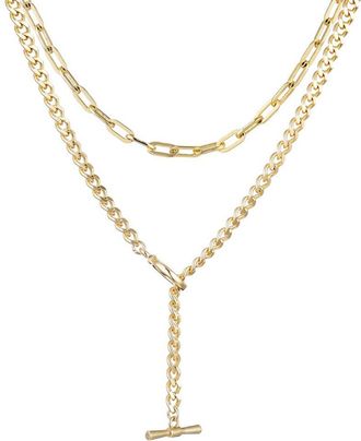 Adornia Adornia 14K Plated Set Of 2 Toggle & Paperclip Necklace