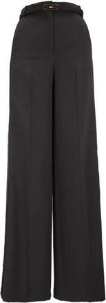 Elisabetta Franchi Wijde Broek - Dames - Wijde Broeken - Zwart - XS - Leer - Broeken