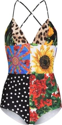 Dolce & Gabbana Sicily Floral Patchwork Swimsuit Size M