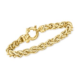 Ross-Simons Italian 18kt Gold Over Sterling Round Wheat-Chain Bracelet