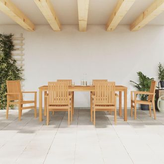 vidaXL Juego De Comedor De Jard&iacute;n 7 Piezas Madera Maciza De Teca Vidaxl
