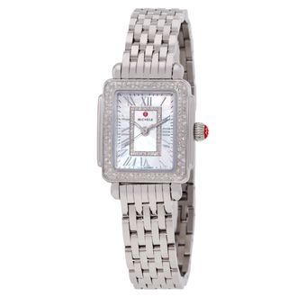 Michele Deco Quartz Diamond White Mother of Pearl Dial Ladies Watch MWW06D000171