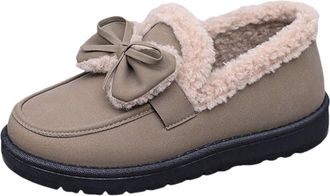 Generic Ladies Ankle Boots, Loafers Shoes for Women Winter - Solid Color Thermal Indoor Slippers Comfy Wide Fit Boots Fashion Bow Knot Loafer Shoe Comfort Vel