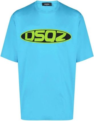Dsquared2 Logo Print T-Shirt - Heren - T-shirts - Blauw - S - Katoen - Tops