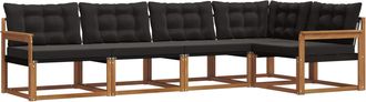 vidaXL Conjunto De Sof&aacute;s De Exterior 5 Uds. Natural Y Negro Vidaxl