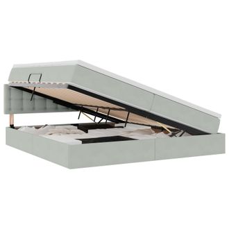 vidaXL Letto Con Contenitore Grigio Chiaro 200 X 200 Cm Velluto Vidaxl