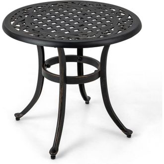 Costway Costwat Mesa Jardin Exterior, Mesa Auxiliar Redonda, Estructura De Metal, Almohadillas Ajustables, Mesa De Caf&eacute; Jardin Balc&oacute;n Terraza, 60 X 53 Cm, Car