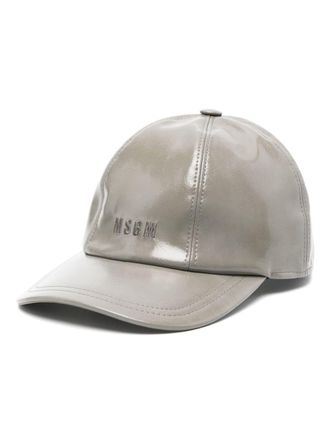 Msgm glossy baseball cap - women - Cotton/Polyurethane/Polyester - One Size - Grey