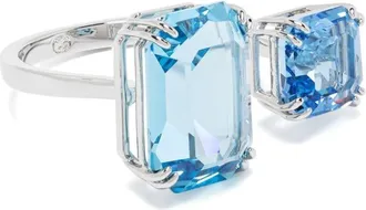 Swarovski Millenia crystal cocktail ring - women - Rhodium Plated Brass/Swarovski Crystal - 58 - Silver