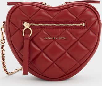 Charles & Keith Paffuto Quilted Heart Crossbody Bag