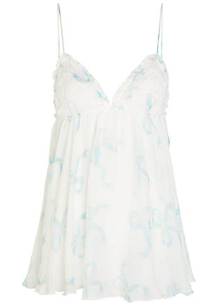 SKIMS Lace Silk Babydoll Dress - Ivory - M (UK12-14)