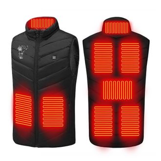 Generic YBEBEWE Heated Jacket Womens/Men Winter Warm Electric Heating Jacket with Zip Pockets Lightweight Heated Vest with 3 Temperature Levels and 8 Heating 