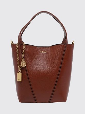 Chlo&eacute; Borsa a mano mini Spin in pelle di vitello a grana con anello
