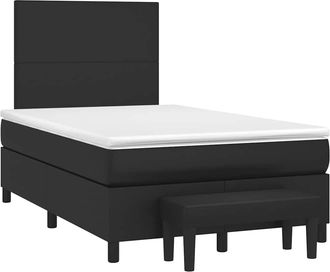 vidaXL Vidaxl - Cama Box Spring Con Colch&oacute;n Cuero Sint&eacute;tico Negro 120x190 Cm