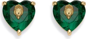 Kurt Geiger Crystal Heart Stud Earrings in Gold/Green at Nordstrom