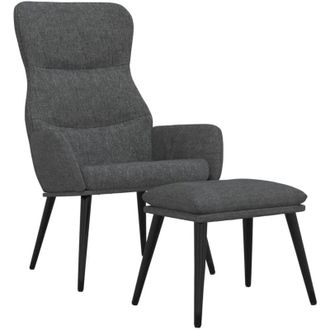 vidaXL Sill&oacute;n De Relax Con Reposapi&eacute;s De Tela Gris Oscuro Vidaxl