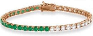 Allurez Diamond & Emerald Eternity Tennis Bracelet 14K Rose Gold (9.88ct)