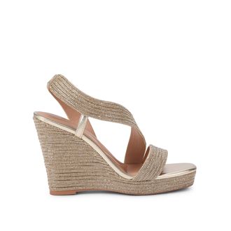 Carvela Womens Gala Wedge Jewel 110 Heels - Gold Fabric - Size UK 7