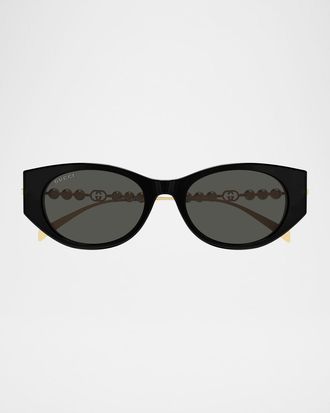 Gucci Pearls and Strass 54mm Acetate Cat-Eye Sunglasses