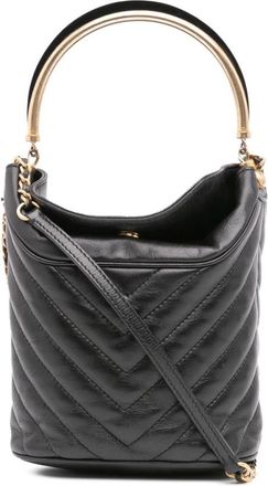 Chanel Pre-owned Quilted Chevron Bucket Bag - Dames - Vintage Tas - Zwart - ONE Size - Leer - Vintage