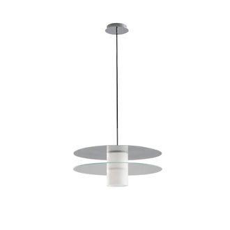 Netlighting Record Double Disc Pendant Tinted Glass Chrome Opal E27 in Grey