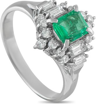 Luxury Bazaar Platinum 0.46ct Diamond and Emerald Ring MF33-101625