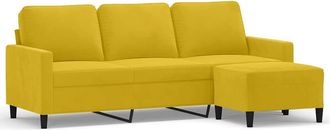 vidaXL Vidaxl - Sof&aacute; De 3 Plazas Con Taburete Terciopelo Amarillo 180 Cm