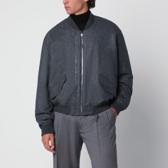 Dolce & Gabbana Bomber con zip grigio m&eacute;lange in lana