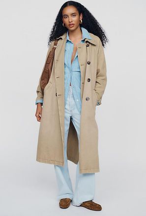 Pilcro 100% Cotton Double-Breasted Trench Coat Jacket