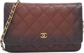 Chanel Pre-owned Timeless Classic Lambskin Chain Wallet - Dames - Vintage Schoudertas - Bruin - ONE Size - Leer - Vintage