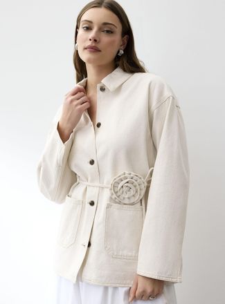Vero Moda Womens 3D rose belt ivory elongated jacket