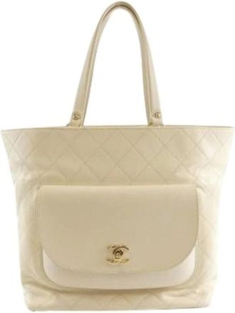 Chanel Pre-owned Tote Bags, female, Beige, Size: ONE SIZE Pre-owned Vintage Tote Bag