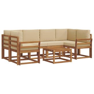 vidaXL Conjunto De Sof&aacute;s De Exterior Con Coj&iacute;n 7 Pcs Natural Y Beige Vidaxl