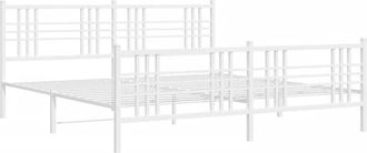 vidaXL Metal Bed Frame without Mattress with Footboard White 180x200cm Vidaxl