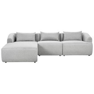 Beliani Beliani - Sof&aacute; Esquinero Minimalista Moderno Derecho Tapizado De Tela Cojines Adicionales 3 Plazas Gris Svansele