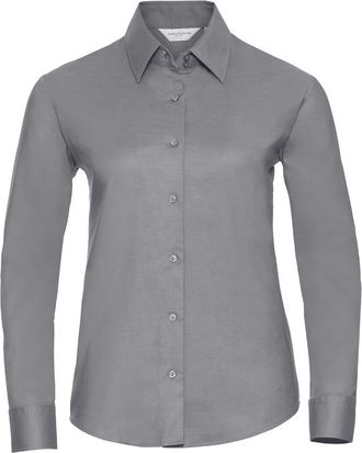 Russell Athletic Russell Collectie Dames/Dames Lange Mouw Easy Care Oxford Shirt (Zilver)