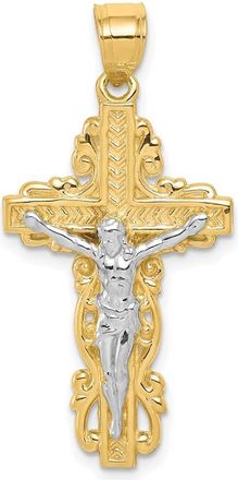 Diamond2Deal 10k Yellow Gold Rhodium Crucifix Pendant