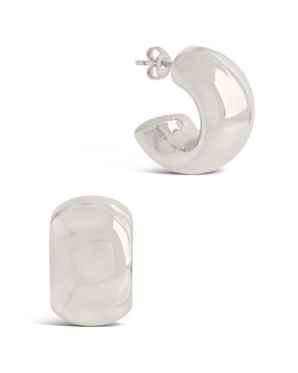 Sterling Forever Rhodium Plated Marley Tube Hoops