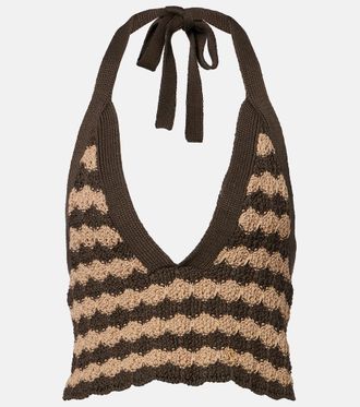 Valentino Striped knitted cotton crop top