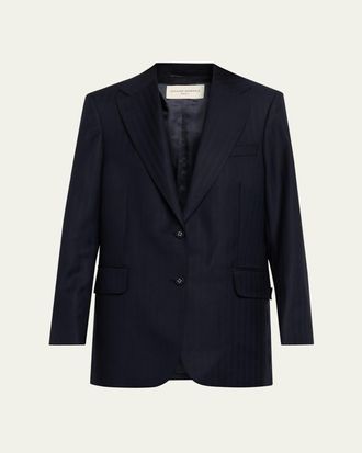 Officine G&eacute;n&eacute;rale Edona Italian Herringbone Wool Tailored Jacket