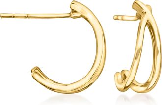 Canaria Canaria Italian 10kt Yellow Gold Split C-Hoop Earrings
