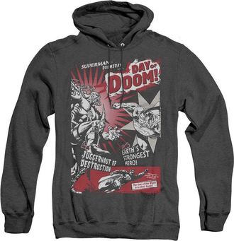 Gildan Superman Day Of Doom Adult Heather Hoodie / Hooded Sweatshirt