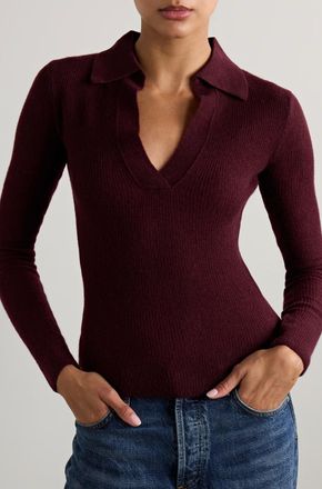 Citizens Of Humanity Simone Polo Sweater In Burgundy