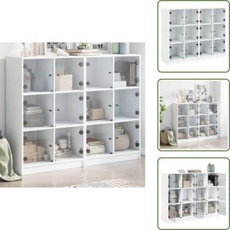 vidaXL Libreria con ante in vetro - vidaXL Libreria con Ante Bianca 136x37x109 cm in Legno Multistrato - Libreria con scomparti