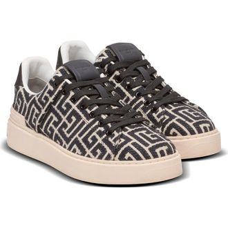 Balmain Monogram jacquard B-Court trainers in Black at Nordstrom, Size 37